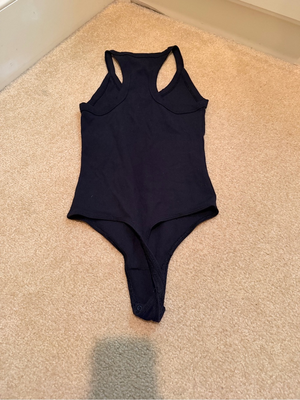 Aritzia Black Ribbed Racerback Bodysuit - Picture 2 of 3